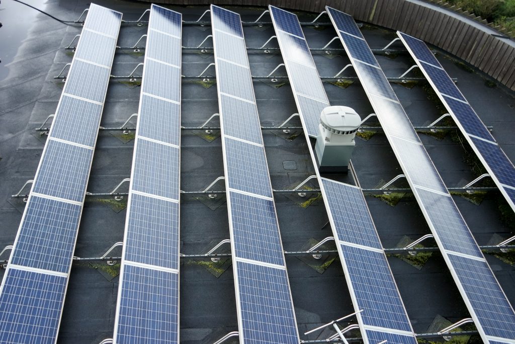 solar panels on a flat roof