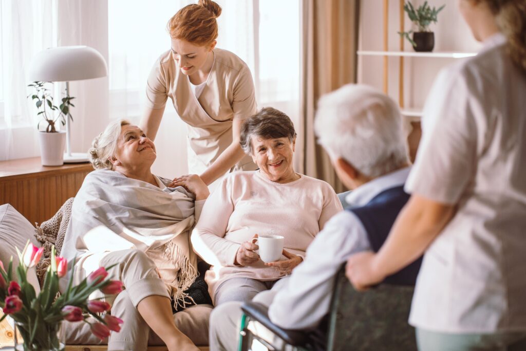 recidents and care workers in carehome